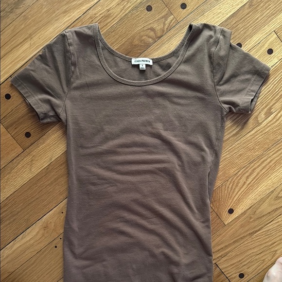 Zenana Premium Brown Short Sleeve Stretch Fitted T-Shirt Dress Small - Picture 2 of 6